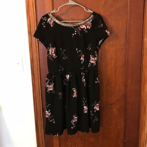 Black floral embellished dress